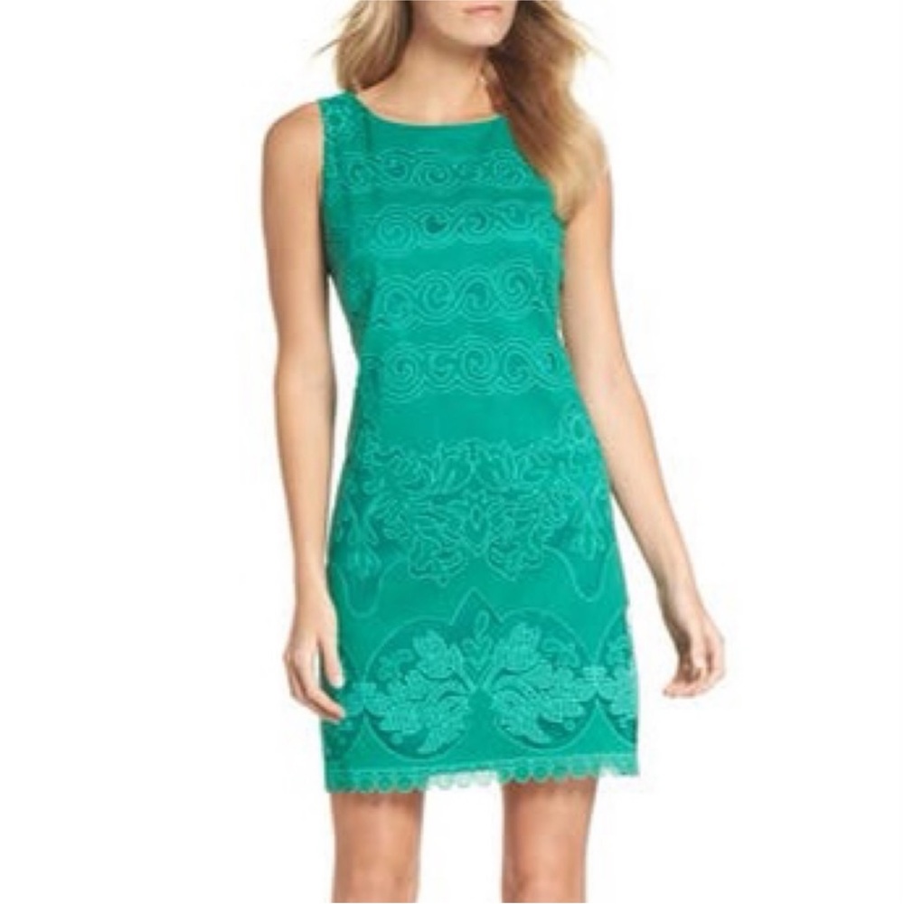 Eliza J Malta Kelly Green Lace Overlay Dress 4 - Picture 1 of 10